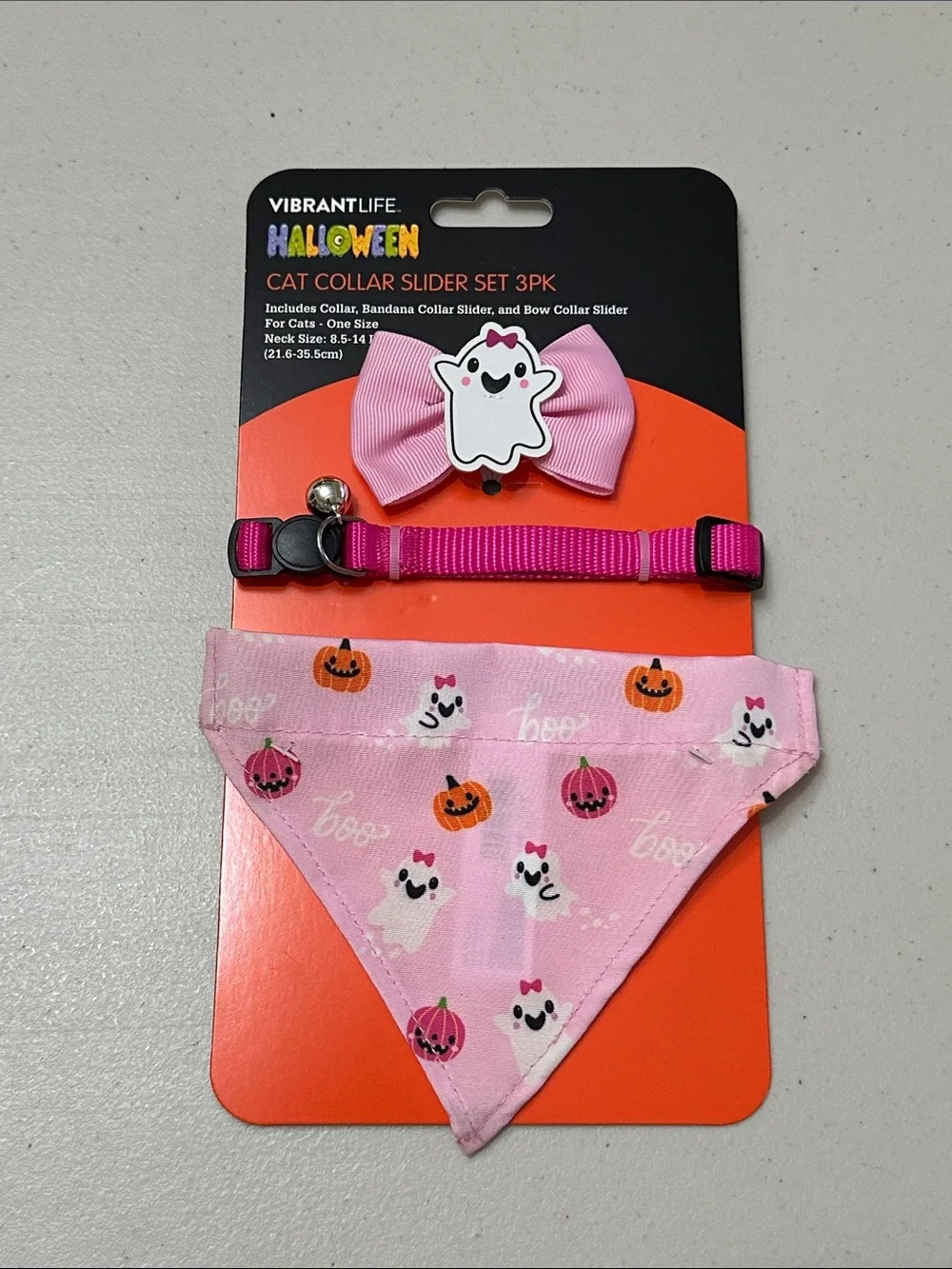 VibrantLife Pink Halloween Cat Collar & Bandana Set